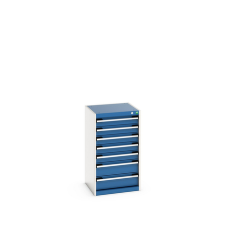 bott Schubladenschrank cubio Grundfläche 525x525 mm, 7 Schublade(n), RAL7035 Lichtgrau/RAL5010 Enzianblau