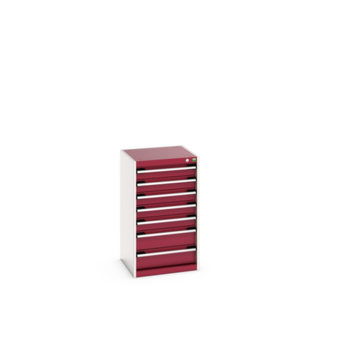 bott Schubladenschrank cubio Grundfläche 525x525 mm, 7 Schublade(n), RAL7035 Lichtgrau/RAL3004 Purpurrot