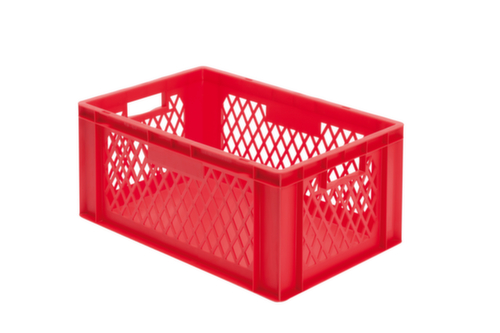 Euronorm-Stapelbehälter mit offener Stirnseite + Wände durchbrochen, rot, Inhalt 51 l