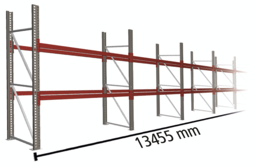 META Palettenregal MULTIPAL für 42 Paletten, 13455 mm breit, 2 Lagerebenen