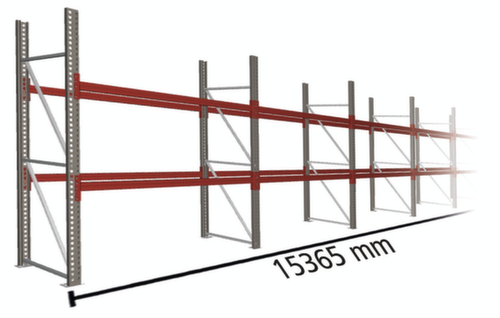 META Palettenregal MULTIPAL für 48 Paletten, 15365 mm breit, 2 Lagerebenen