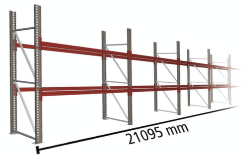 META Palettenregal MULTIPAL für 66 Paletten, 21095 mm breit, 3 Lagerebenen