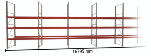 META Palettenregal MULTIPAL für 72 Paletten, 16795 mm breit, 4 Lagerebenen