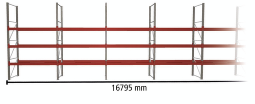 META Palettenregal MULTIPAL für 48 Paletten, 16795 mm breit, 4 Lagerebenen