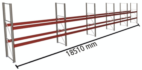 META Palettenregal MULTIPAL für 60 Paletten, 18510 mm breit, 3 Lagerebenen