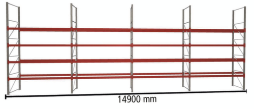 META Palettenregal MULTIPAL für 80 Paletten, 14900 mm breit, 5 Lagerebenen