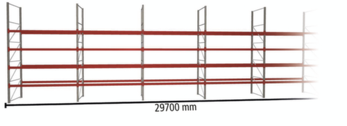 META Palettenregal MULTIPAL für 160 Paletten, 29700 mm breit, 5 Lagerebenen
