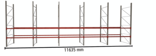 META Palettenregal MULTIPAL für 30 Paletten, 11635 mm breit, 3 Lagerebenen