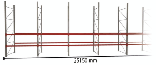 META Palettenregal MULTIPAL für 54 Paletten, 25150 mm breit, 3 Lagerebenen