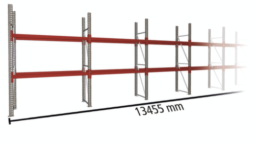 META Palettenregal MULTIPAL für 21 Paletten, 13455 mm breit, 3 Lagerebenen
