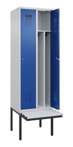 C+P Schwarz-Weiß-Spind Evolo PLUS mit Sitzbank, Abteilbreite 300 mm