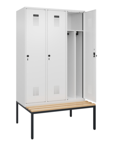 C+P Schwarz-Weiß-Spind Evolo PLUS mit Sitzbank, Abteilbreite 400 mm