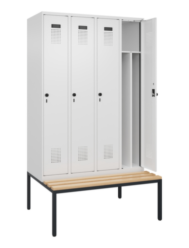 C+P Schwarz-Weiß-Spind Evolo PLUS mit Sitzbank, Abteilbreite 300 mm