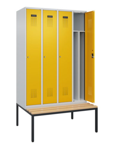 C+P Schwarz-Weiß-Spind Evolo PLUS mit Sitzbank, Abteilbreite 300 mm