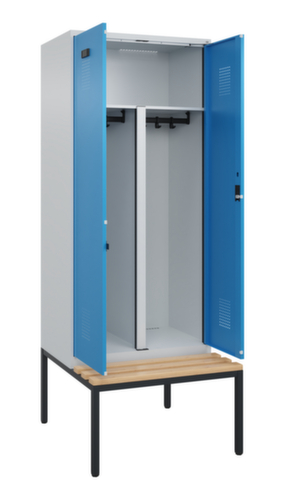 C+P PSA-Spind Evolo PLUS für Schwarz-Weiß-Trennung mit Sitzbank, Abteilbreite 400 mm