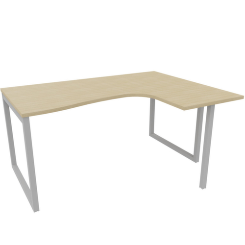 Quadrifoglio Winkel-Schreibtisch Practika, Kufengestell, Breite 1600 mm, Eiche/alu