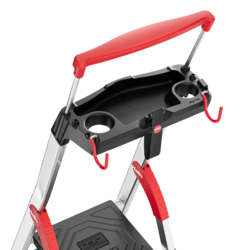 Hailo Einseitige Stufenleiter TopLine L100 mit ausziehbarem Sicherheitsbügel, 3 extra tiefe Riffelblechstufen
