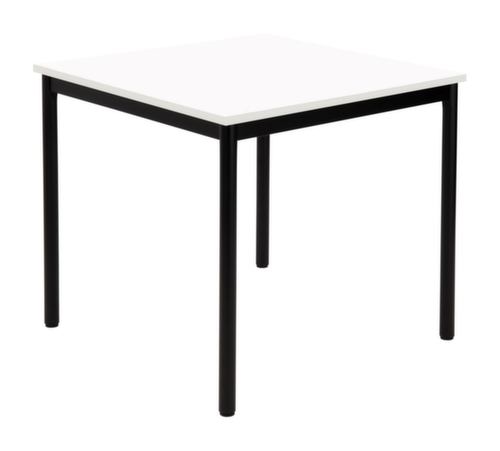 Rundrohr-Mehrzwecktisch mit 4-Fußgestell, Höhe x Breite x Tiefe 720 x 800 x 800 mm, Platte weiß
