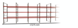META Palettenregal MULTIPAL für 72 Paletten, 17275 mm breit, 4 Lagerebenen