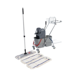 Universal-Nasswischwagen-Set, 2x17 l Eimer in grau/blau/rot