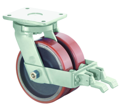 BS-ROLLEN Zwillings-Schwerlastrolle, Traglast 5600 kg, Polyurethan-Bereifung