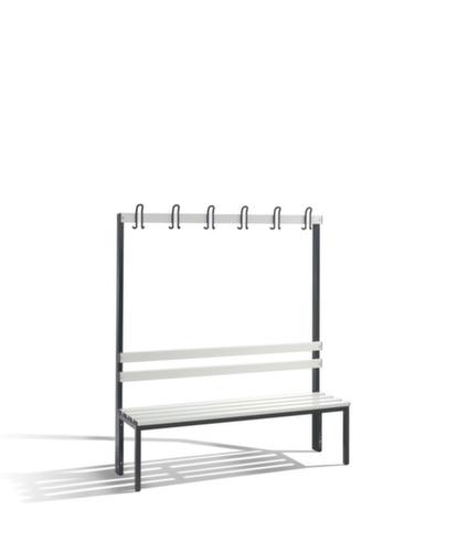 C+P Umkleidebank schwarzgrau mit Haken und PVC-Leisten