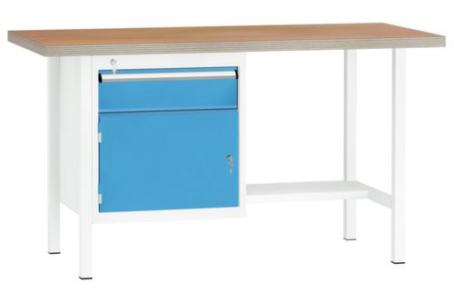 KLW Lutz Werkbank mit Multiplexplatte, 1 Schublade, 1 Schrank, 1/2 Ablageboden