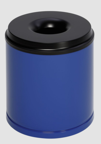 VAR Papierkorb mit Löschkopf, 30 l, RAL5010 Enzianblau, Kopfteil schwarz