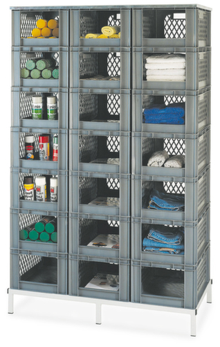 Euronorm-Stapelbehälter mit offener Stirnseite + Wände durchbrochen, blau, Inhalt 51 l