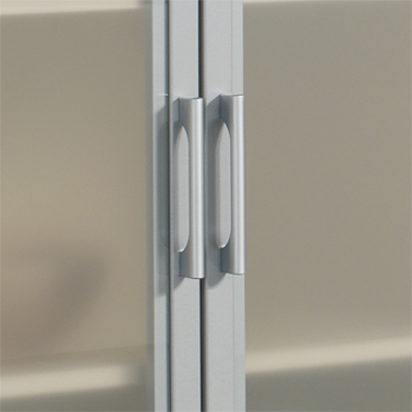 Gera Glastürenschrank Milano, 3 Ordnerhöhen, Korpus RAL7035 Lichtgrau