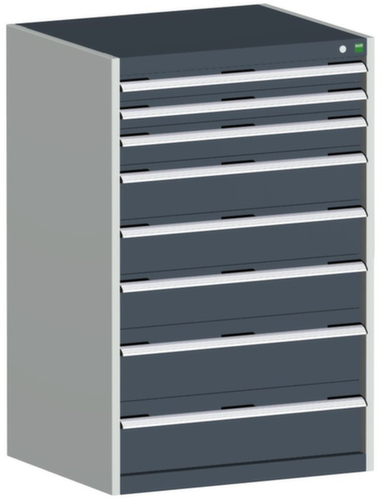 bott Schubladenschrank cubio Grundfläche 800x750 mm, 8 Schublade(n), RAL7035 Lichtgrau/RAL7016 Anthrazitgrau