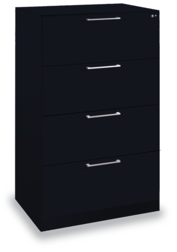 C+P Hängeregistraturschrank Asisto, 4 Auszüge, RAL7021 Schwarzgrau/RAL7021 Schwarzgrau