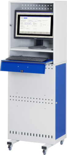 RAU Mobiler PC-Schrank Slim Line, RAL7035 Lichtgrau/RAL5010 Enzianblau