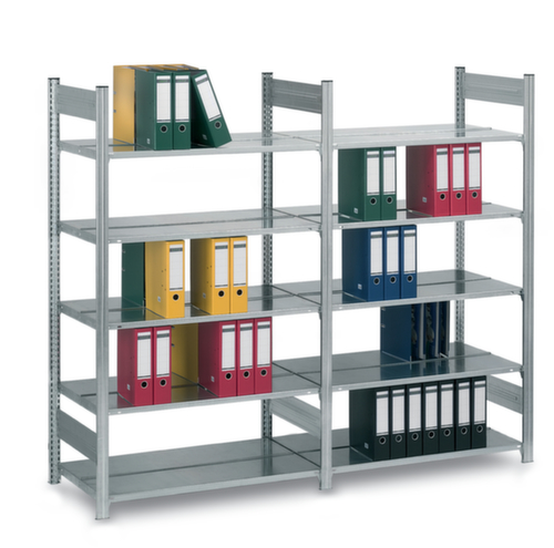 hofe Akten-Steckregal Anbaufeld zur beidseitigen Nutzung, 7 Böden, mit korrosionsschützender Zinkbeschichtung