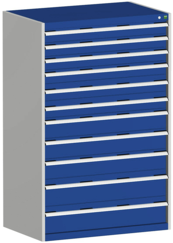 bott Schubladenschrank cubio Grundfläche 1050x650 mm, 11 Schublade(n), RAL7035 Lichtgrau/RAL5010 Enzianblau