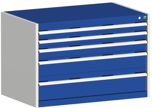 bott Schubladenschrank cubio Grundfläche 1050x750 mm, 5 Schublade(n), RAL7035 Lichtgrau/RAL5010 Enzianblau