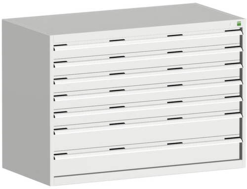bott Schubladenschrank cubio Grundfläche 1300x750 mm, 7 Schublade(n), RAL7035 Lichtgrau/RAL7035 Lichtgrau