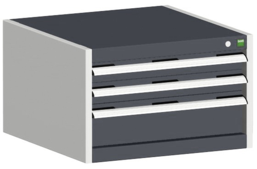 bott Schubladenschrank cubio Grundfläche 650x525 mm, 3 Schublade(n), RAL7035 Lichtgrau/RAL7016 Anthrazitgrau