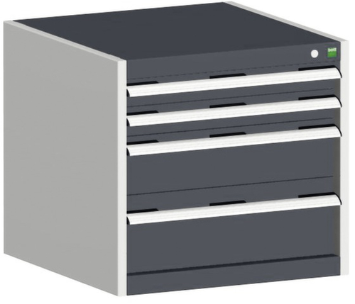 bott Schubladenschrank cubio Grundfläche 650x525 mm, 4 Schublade(n), RAL7035 Lichtgrau/RAL7016 Anthrazitgrau