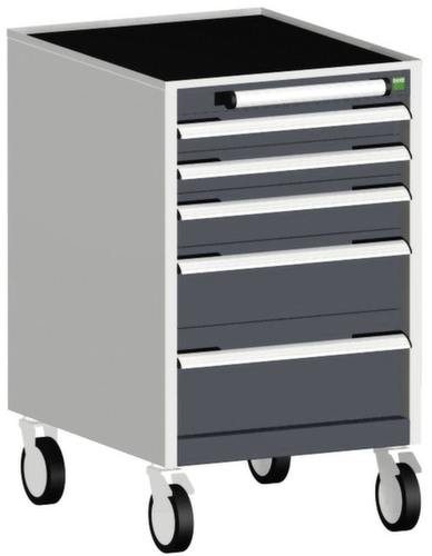bott Fahrbarer Schubladenschrank cubio, 5 Schublade(n), RAL7035 Lichtgrau/RAL7016 Anthrazitgrau