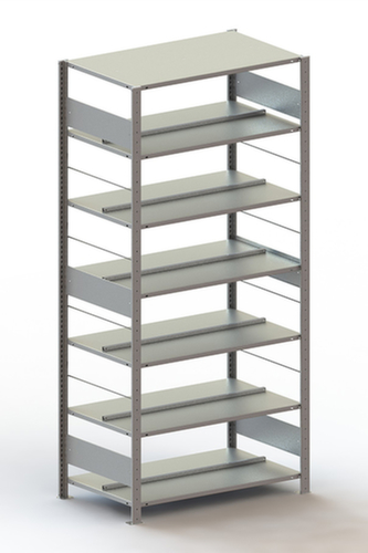 META Akten-Steckregal zur beidseitigen Nutzung, 7 Böden, mit korrosionsschützender Zinkbeschichtung