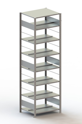 META Akten-Steckregal zur beidseitigen Nutzung, 8 Böden, mit korrosionsschützender Zinkbeschichtung