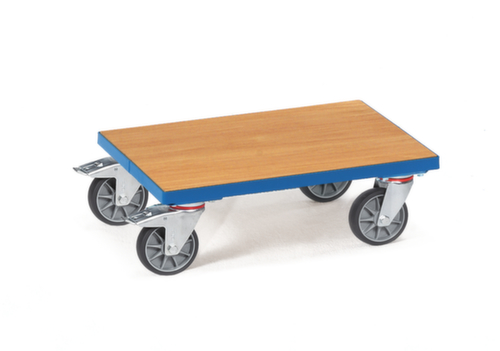 fetra Transportroller für Euronormbehälter mit Holzladefläche, Traglast 250 kg, RAL5007 Brillantblau