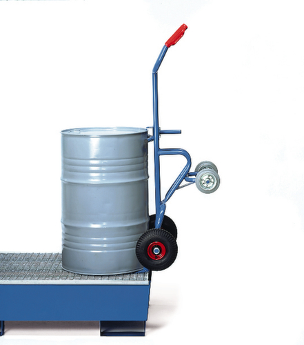 fetra Fasskarre mit Stützrädern, Traglast 300 kg, Luft-Bereifung