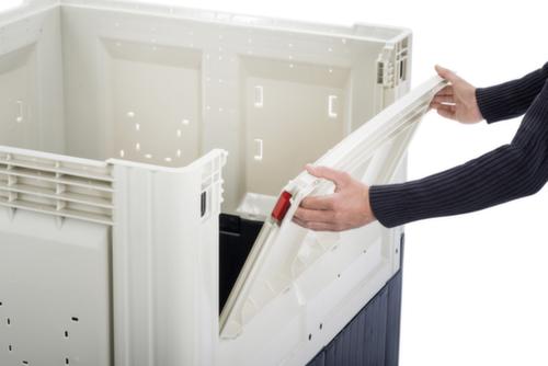 Klappbare Palettenbox High Cube mit Klappe, 3 Kufen, Länge x Breite 1200 x 1000 mm