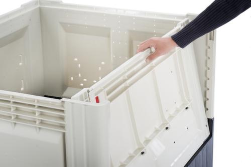 Klappbare Palettenbox High Cube mit Klappe, 3 Kufen, Länge x Breite 1200 x 1000 mm