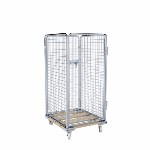 Rollbehälter rolltainer® ADB mit Tür und 3 Gitterwänden, Traglast 500 kg, Länge x Breite 815 x 724 mm