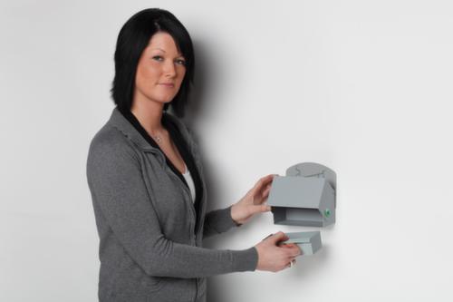 Wandascher mit Rückwandschild, silber