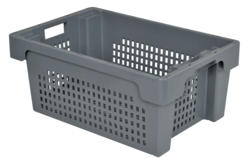 Euronorm-Drehstapelbehälter Wände + Boden durchbrochen, grau, Inhalt 40 l