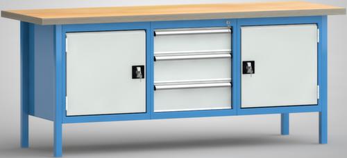 KLW Lutz Werkbank mit Multiplexplatte, 3 Schubladen, 2 Schränke